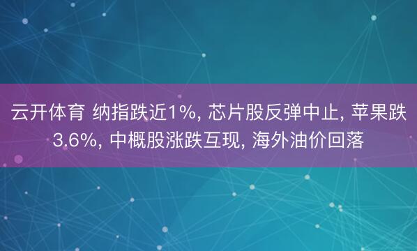 云开体育 纳指跌近1%， 芯片股反弹中止， 苹果跌3.6%， 中概股涨跌互现， 海外油价回落