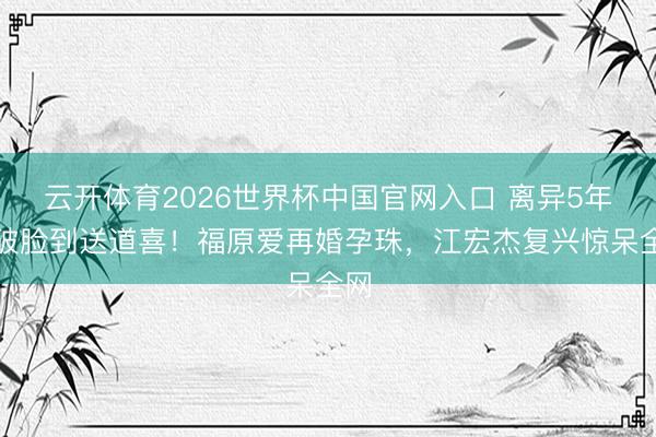 云开体育2026世界杯中国官网入口 离异5年撕破脸到送道喜！福原爱再婚孕珠，江宏杰复兴惊呆全网