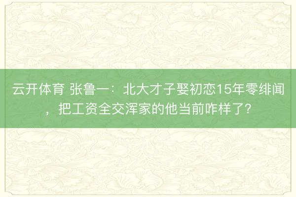 云开体育 张鲁一：北大才子娶初恋15年零绯闻，把工资全交浑家的他当前咋样了？