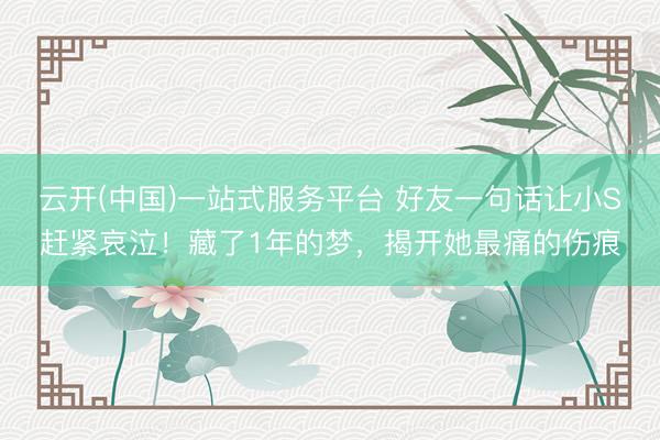 云开(中国)一站式服务平台 好友一句话让小S赶紧哀泣！藏了1年的梦，揭开她最痛的伤痕