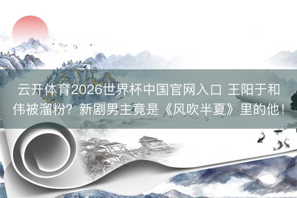 云开体育2026世界杯中国官网入口 王阳于和伟被溜粉？新剧男主竟是《风吹半夏》里的他！