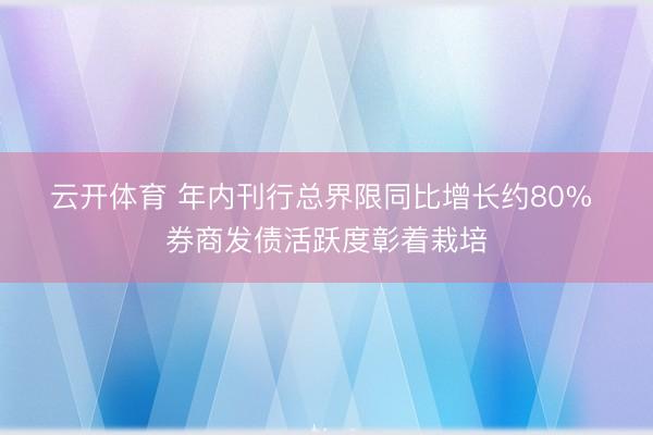 云开体育 年内刊行总界限同比增长约80% 券商发债活跃度彰着栽培
