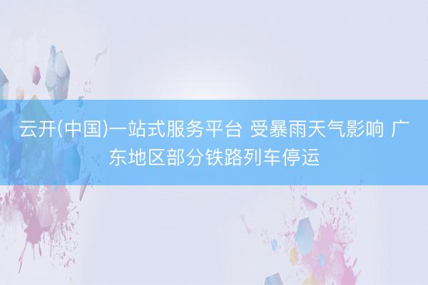 云开(中国)一站式服务平台 受暴雨天气影响 广东地区部分铁路列车停运