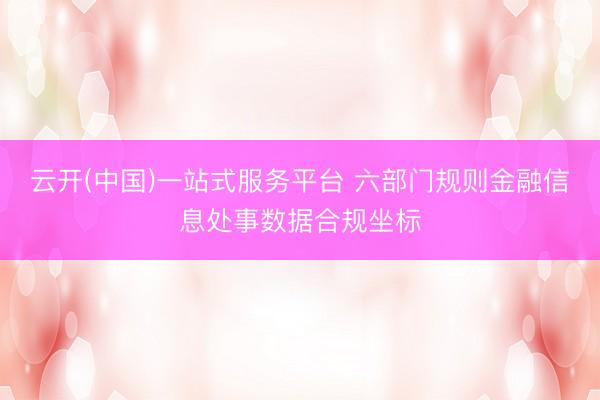 云开(中国)一站式服务平台 六部门规则金融信息处事数据合规坐标